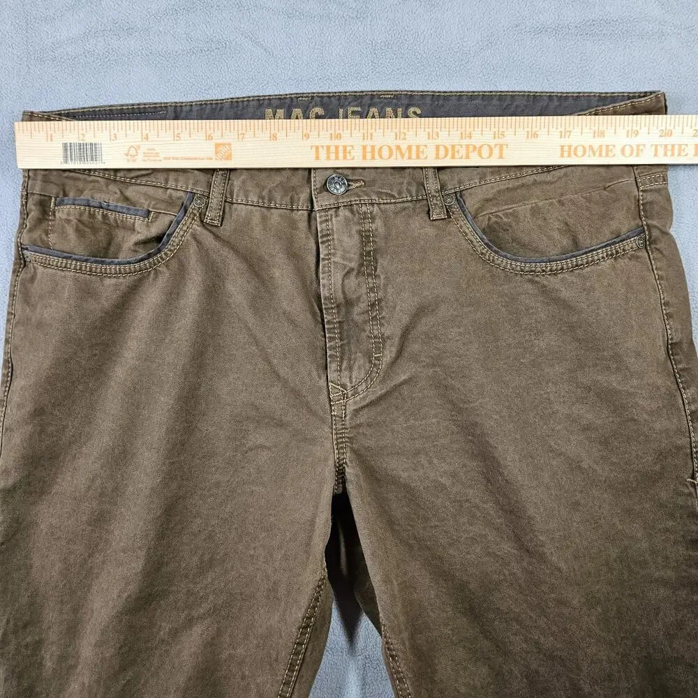 MAC Jeans‎ Arne Pipe Mens 38x28 Brown Straight Leg Pants Mid-Rise Stretch Casual